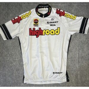 Moa Highroad Giant Mens 7 Large White Cycling Jersey Quarter Zip Vtg Made Italy